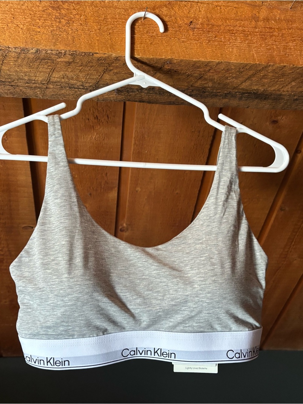 Calvin Klein Heather Light Gray Bralette with Branded Elastic Band